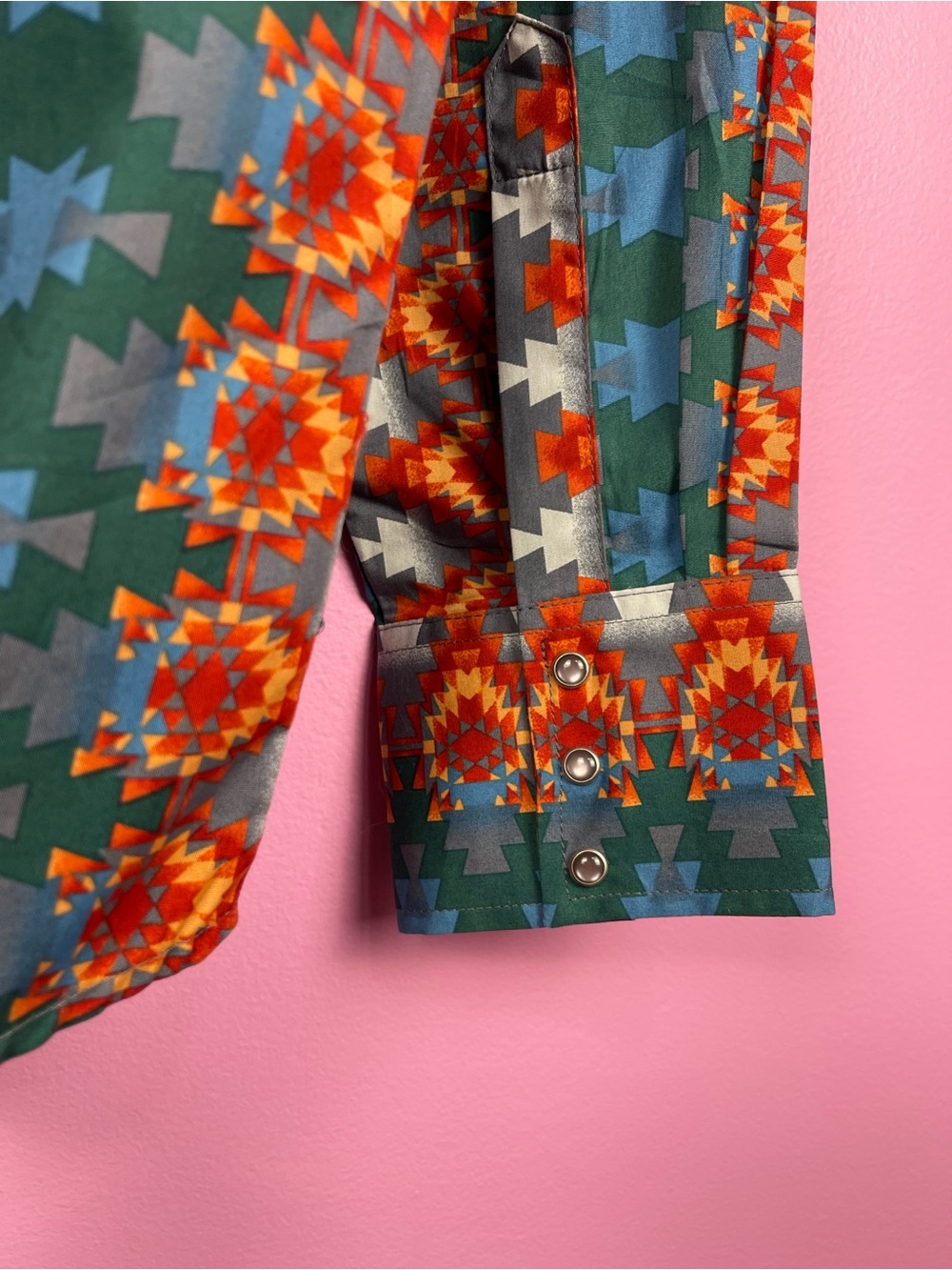 Wrangler Checotah Southwestern Print Western Snap Shirt Men's Large - Picture 13 of 15
